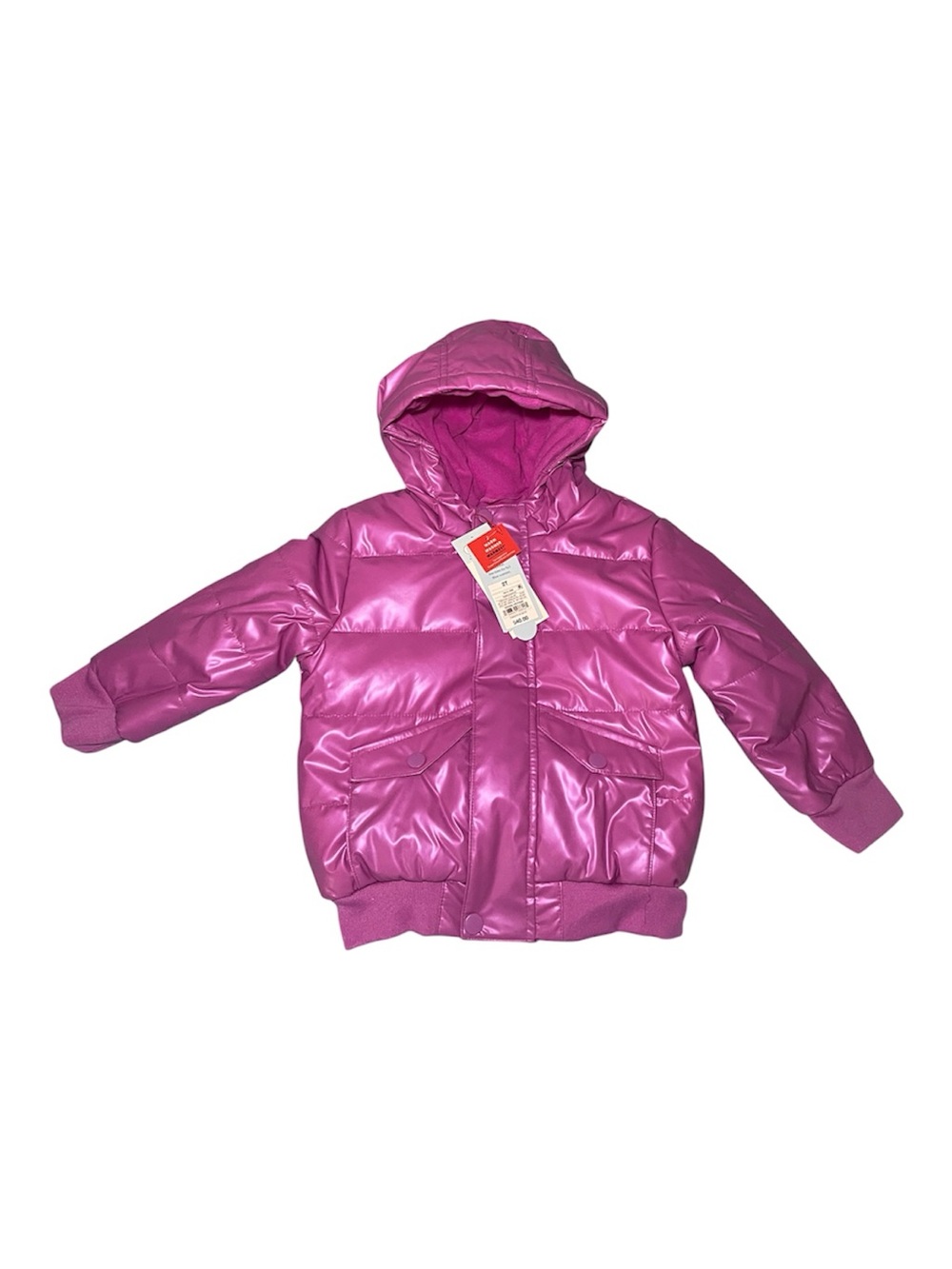 Cat & Jack Girls 2T Purple Metallic Puffer Jacket Hooded NWT